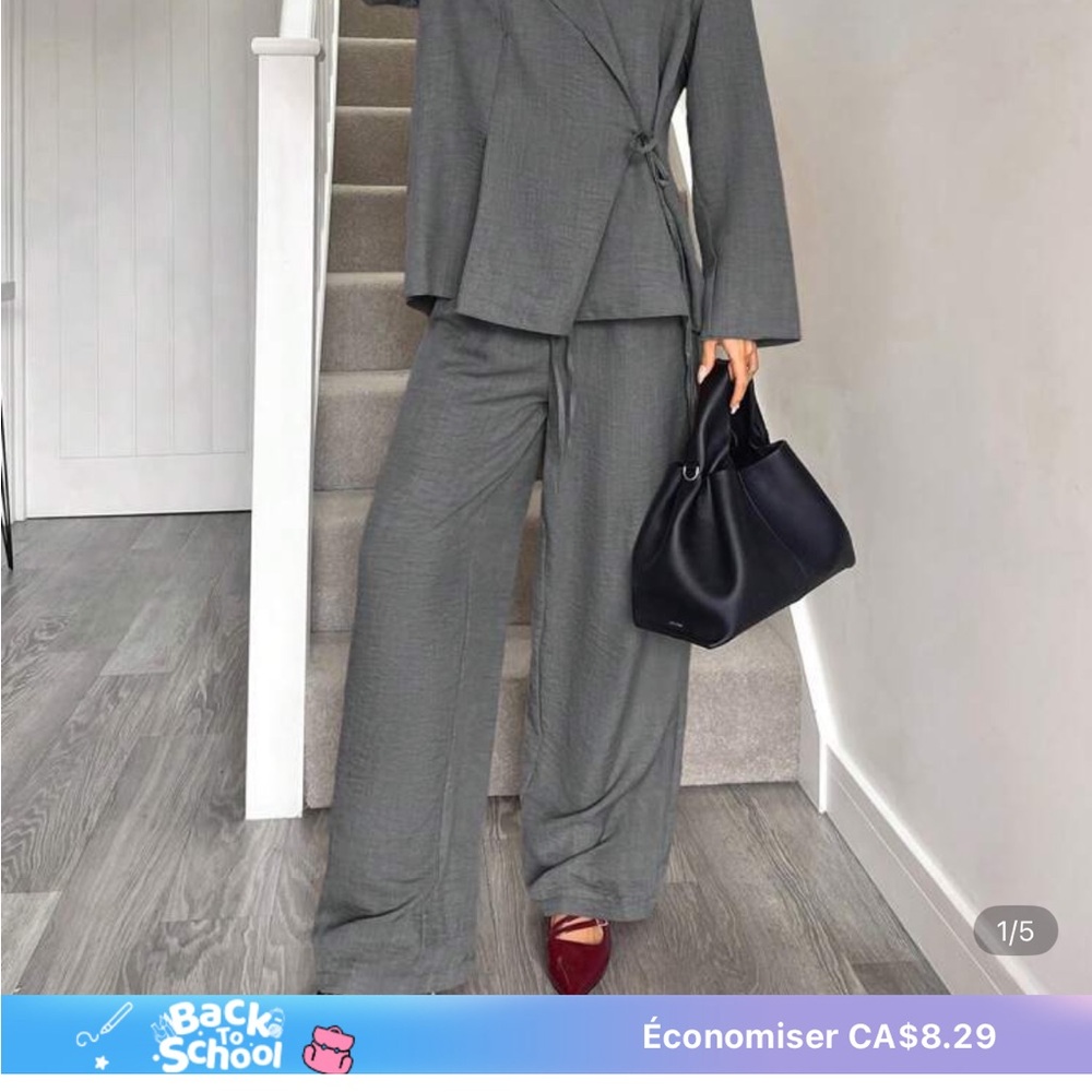SHEIN Gray Wide Leg Women's Suit